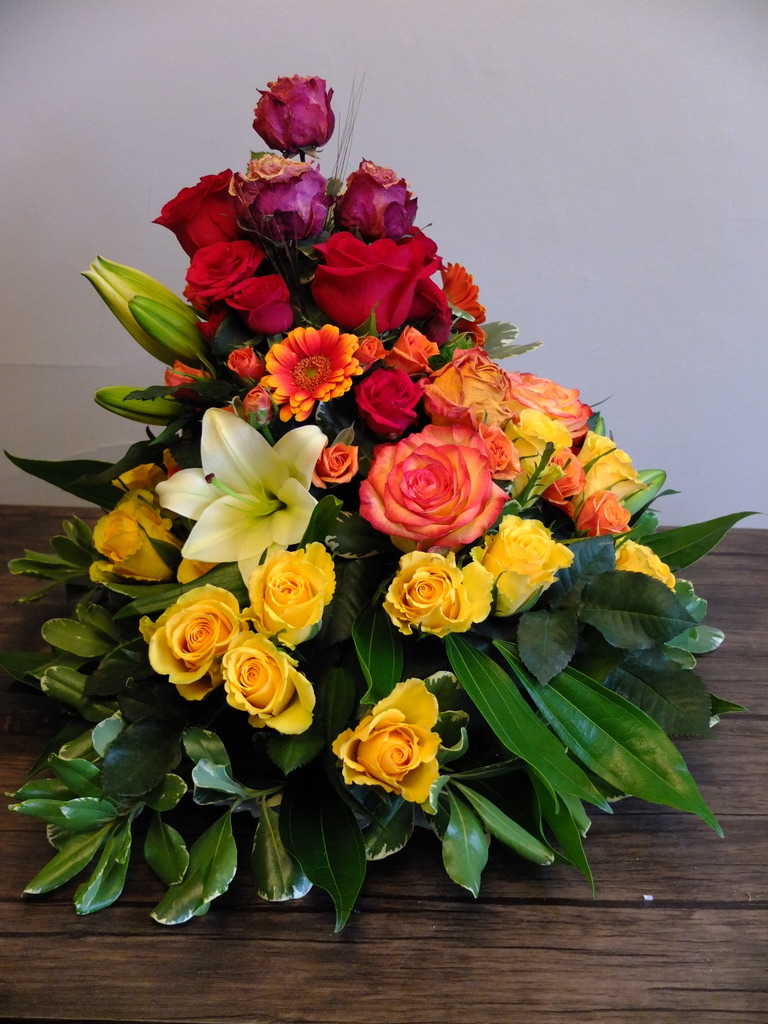A Bloom of Paradise arrangement entitled "Getting to Yes" that was on display at Del Ray Artisans.